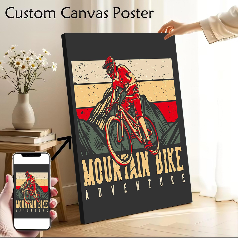 Picture Of Mountain Biking - Mountain Bike Adventure Poster Customizable Printed